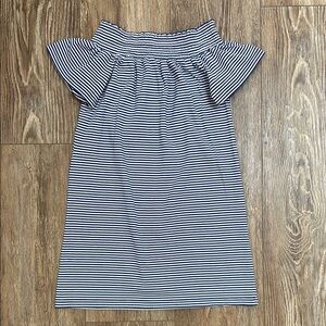 Vineyard Vines Women's Size XS Blue & White Ruffled Off the Shoulder Dress EUC